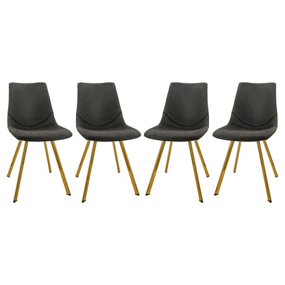 Ensemble de 4 chaises de salle à manger Markley en cuir avec pieds en métal doré, chaise d'appoint moderne