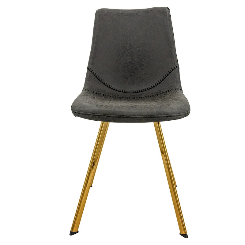 Ensemble de 4 chaises de salle à manger Markley en cuir avec pieds en métal doré, chaise d'appoint moderne