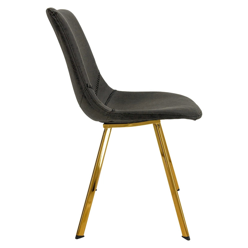 Ensemble de 4 chaises de salle à manger Markley en cuir avec pieds en métal doré, chaise d'appoint moderne