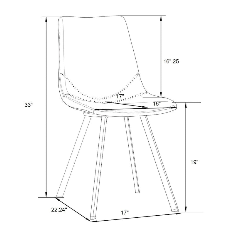 Ensemble de 4 chaises de salle à manger Markley en cuir avec pieds en métal doré, chaise d'appoint moderne