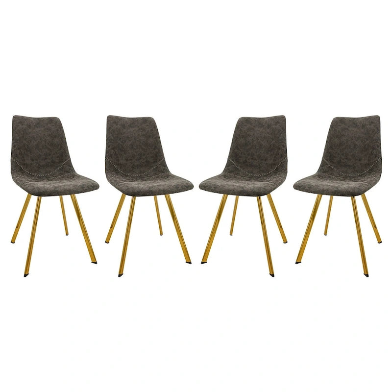 Ensemble de 4 chaises de salle à manger Markley en cuir avec pieds en métal doré, chaise d'appoint moderne