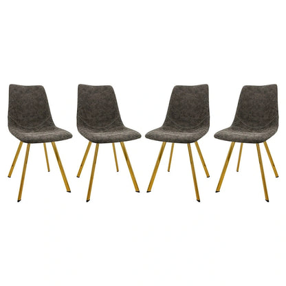 Ensemble de 4 chaises de salle à manger Markley en cuir avec pieds en métal doré, chaise d'appoint moderne