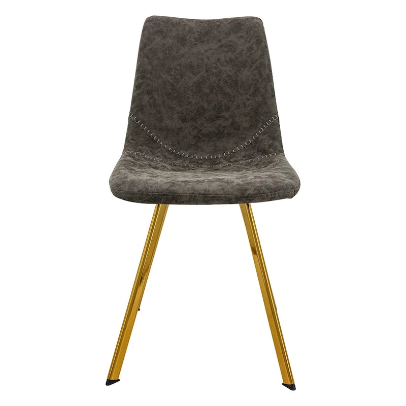 Ensemble de 4 chaises de salle à manger Markley en cuir avec pieds en métal doré, chaise d'appoint moderne
