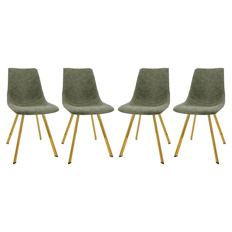 Ensemble de 4 chaises de salle à manger Markley en cuir avec pieds en métal doré, chaise d'appoint moderne