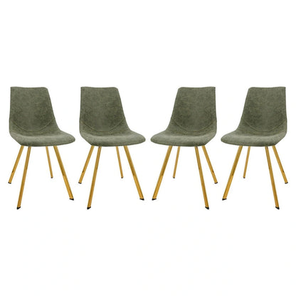 Ensemble de 4 chaises de salle à manger Markley en cuir avec pieds en métal doré, chaise d'appoint moderne