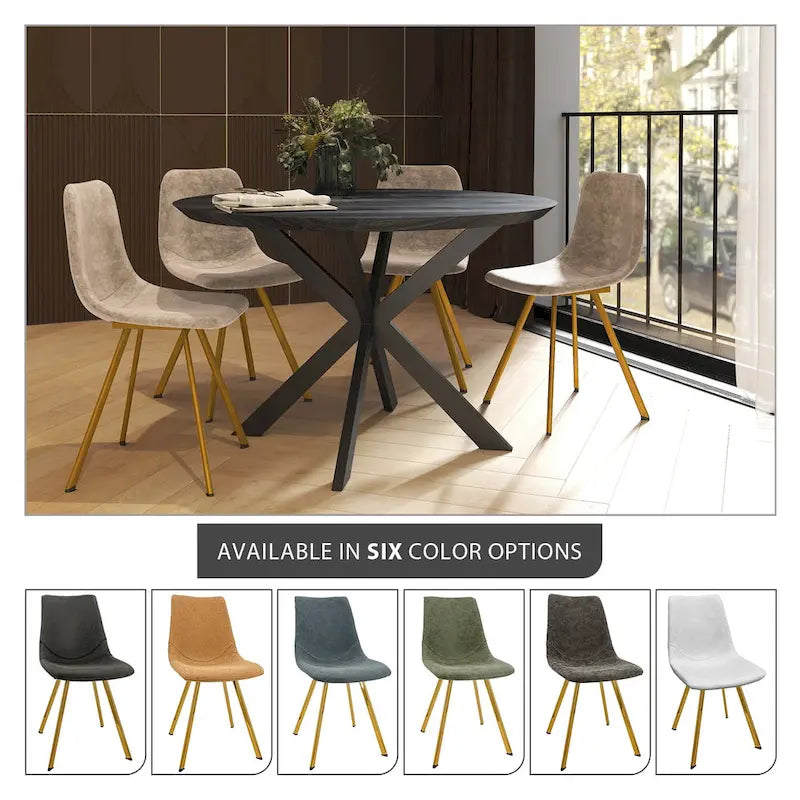 Ensemble de 4 chaises de salle à manger Markley en cuir avec pieds en métal doré, chaise d'appoint moderne