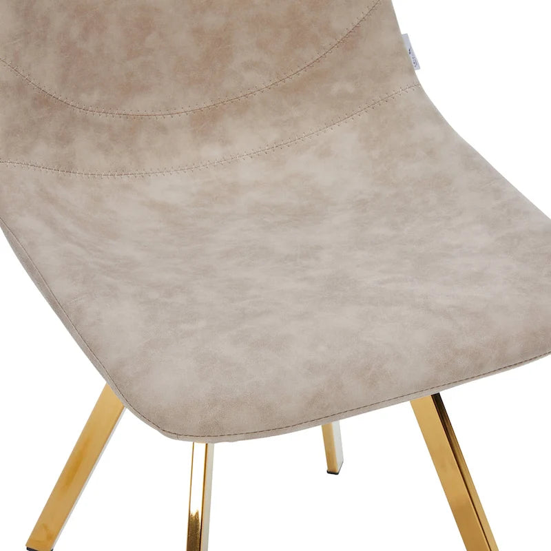 Ensemble de 4 chaises de salle à manger Markley en cuir avec pieds en métal doré, chaise d'appoint moderne