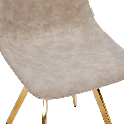 Ensemble de 4 chaises de salle à manger Markley en cuir avec pieds en métal doré, chaise d'appoint moderne