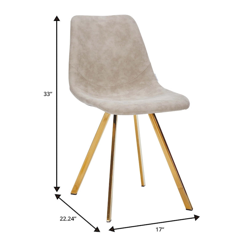 Ensemble de 4 chaises de salle à manger Markley en cuir avec pieds en métal doré, chaise d'appoint moderne
