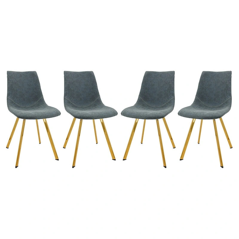 Ensemble de 4 chaises de salle à manger Markley en cuir avec pieds en métal doré, chaise d'appoint moderne
