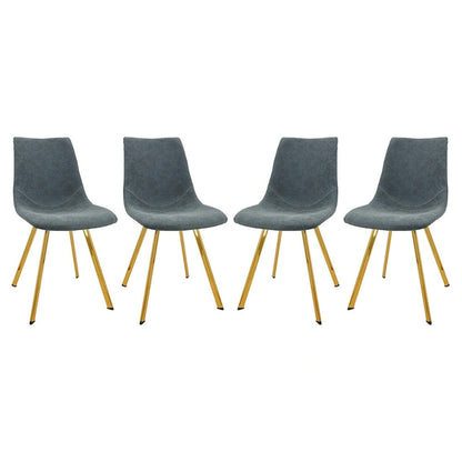 Ensemble de 4 chaises de salle à manger Markley en cuir avec pieds en métal doré, chaise d'appoint moderne