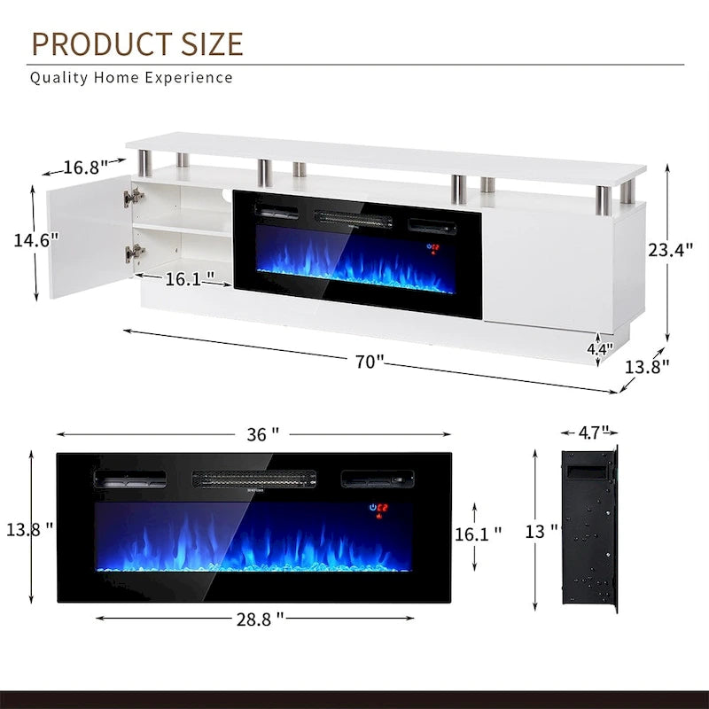 Meuble TV avec cheminée électrique 36 pouces (70 pouces)