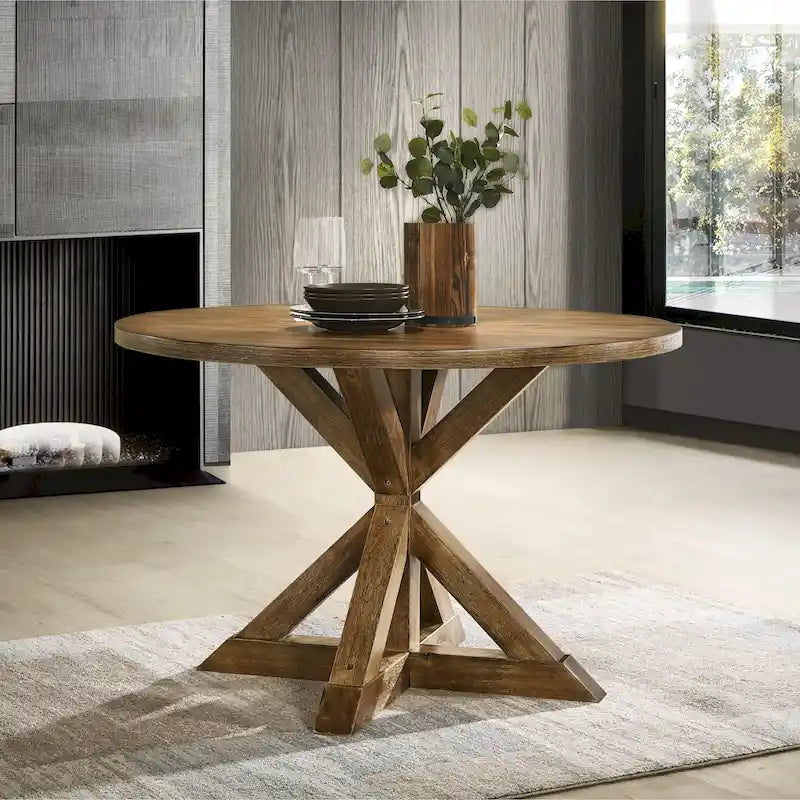 Table de salle à manger Roundhill Furniture Windvale à piètement croisé