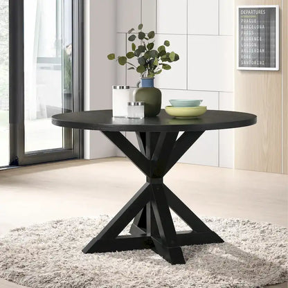 Table de salle à manger Roundhill Furniture Windvale à piètement croisé