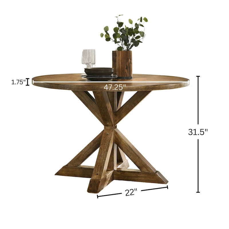 Table de salle à manger Roundhill Furniture Windvale à piètement croisé