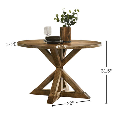 Table de salle à manger Roundhill Furniture Windvale à piètement croisé