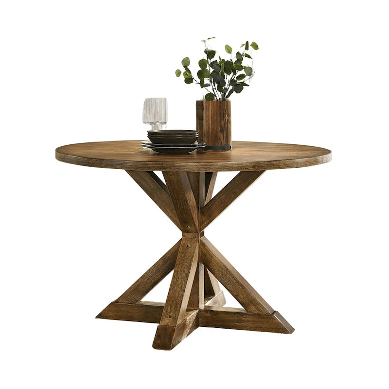 Table de salle à manger Roundhill Furniture Windvale à piètement croisé