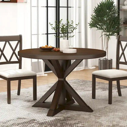 Table de salle à manger Roundhill Furniture Windvale à piètement croisé