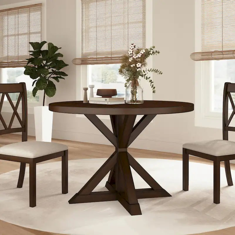 Table de salle à manger Roundhill Furniture Windvale à piètement croisé