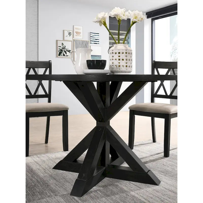 Table de salle à manger Roundhill Furniture Windvale à piètement croisé