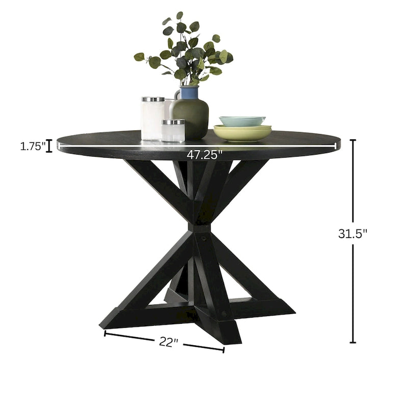 Table de salle à manger Roundhill Furniture Windvale à piètement croisé