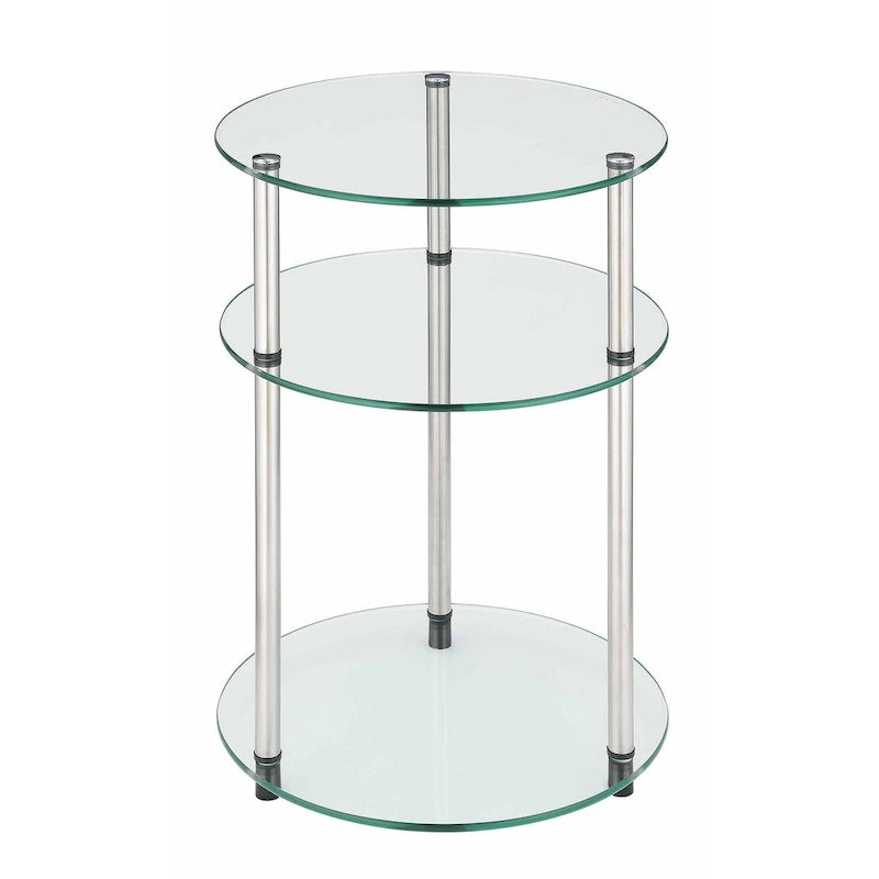 Table ronde classique en verre à 3 niveaux Designs2Go de Convenience Concepts