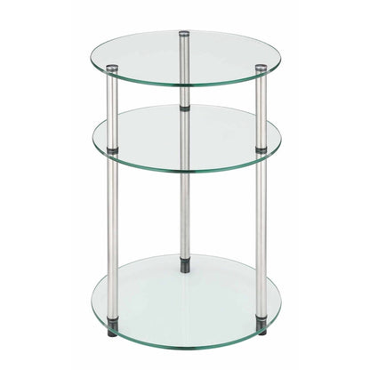 Table ronde classique en verre à 3 niveaux Designs2Go de Convenience Concepts