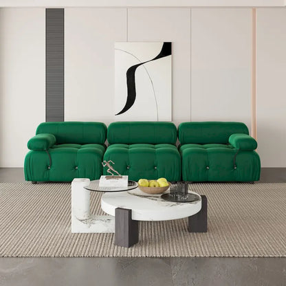 Canapé d'angle modulaire moderne recouvert de velours