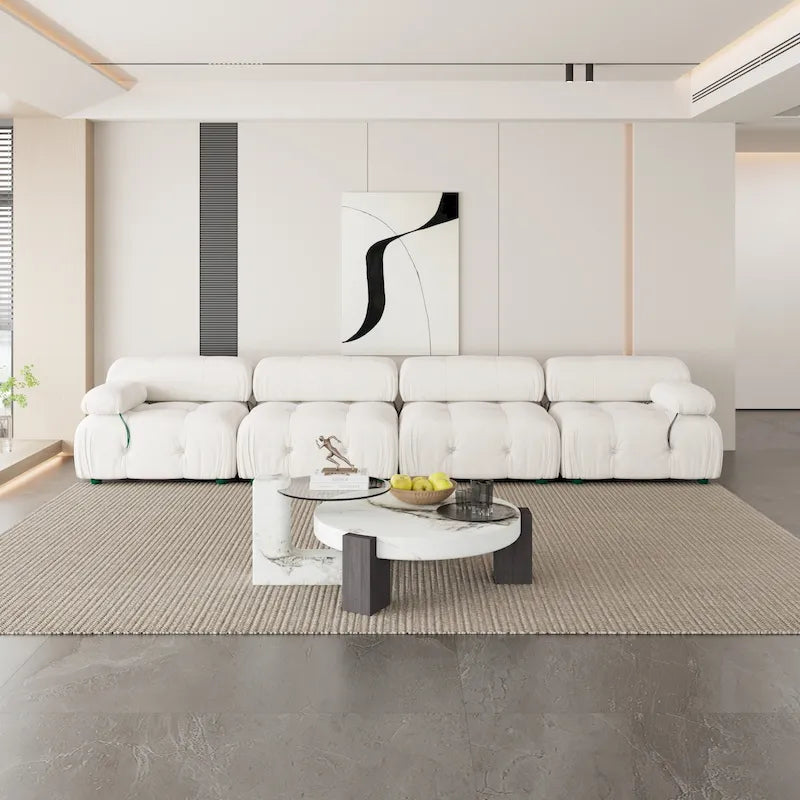 Canapé d'angle modulaire moderne recouvert de velours