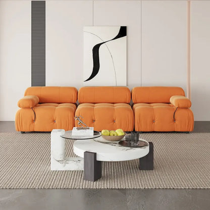 Canapé d'angle modulaire moderne recouvert de velours