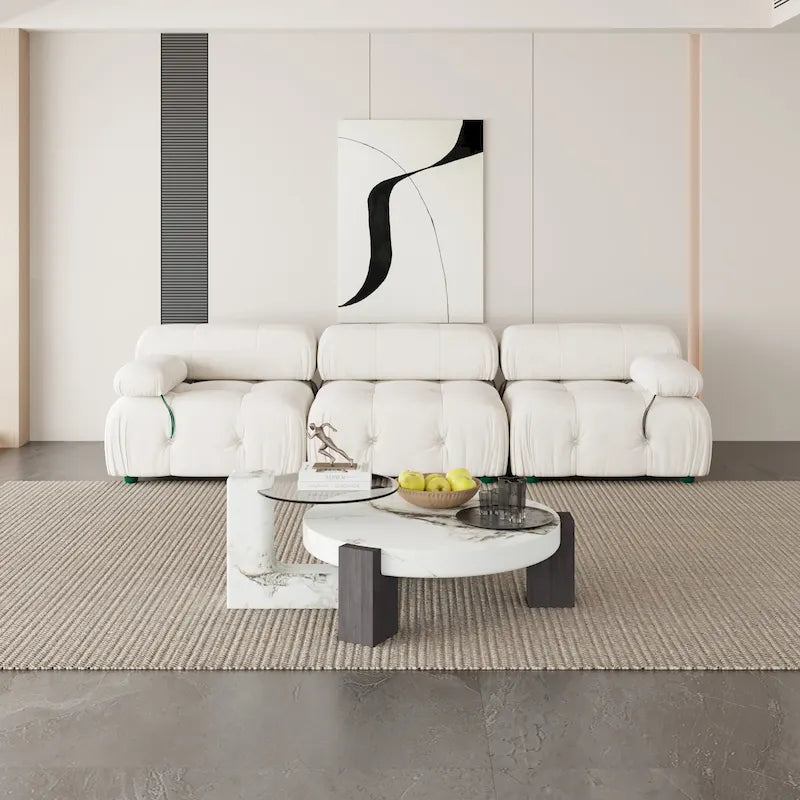 Canapé d'angle modulaire moderne recouvert de velours