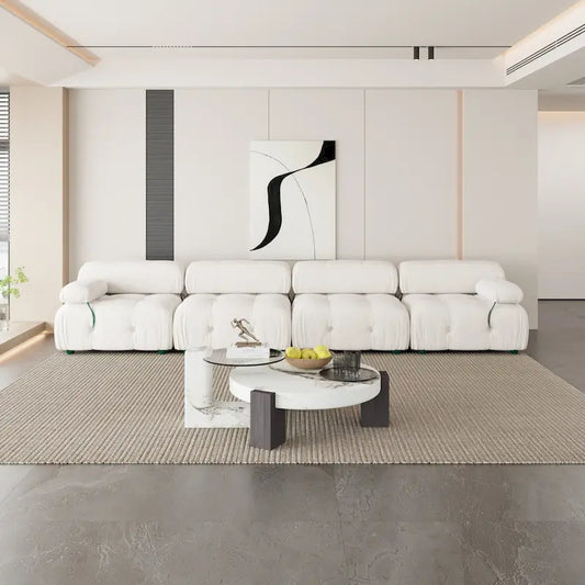 Velvet Fabric Upholstered Modular Sectional Sofa Modern Couch