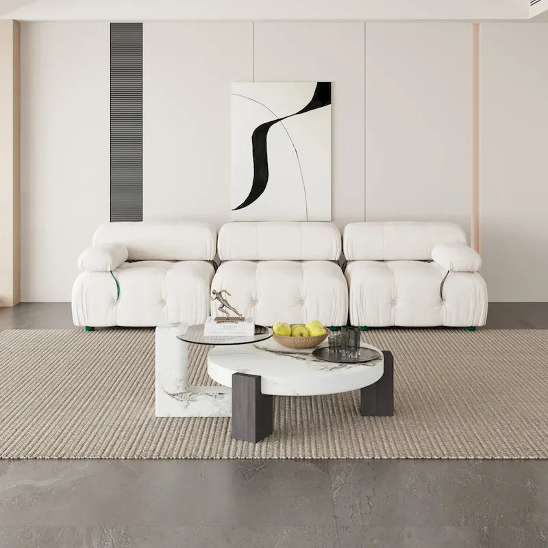 Canapé d'angle modulaire moderne recouvert de velours