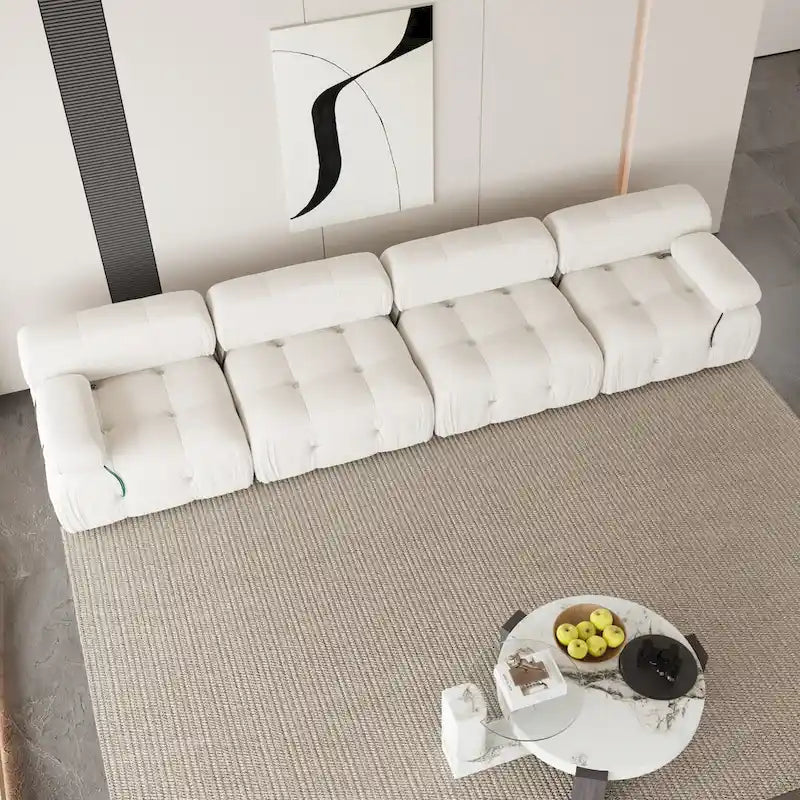 Canapé d'angle modulaire moderne recouvert de velours