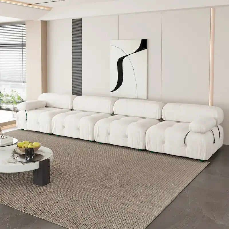 Canapé d'angle modulaire moderne recouvert de velours