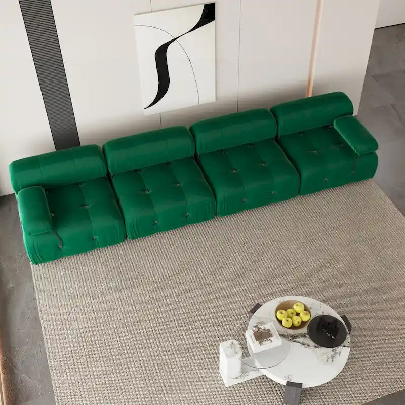 Canapé d'angle modulaire moderne recouvert de velours