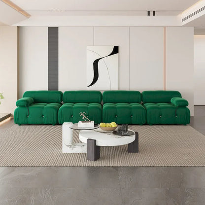 Canapé d'angle modulaire moderne recouvert de velours