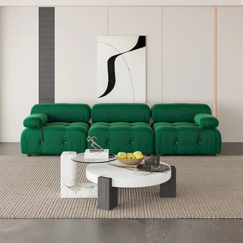 Canapé d'angle modulaire moderne recouvert de velours