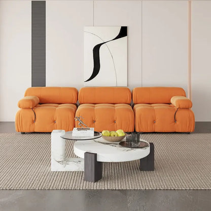 Canapé d'angle modulaire moderne recouvert de velours