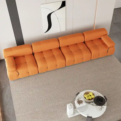Canapé d'angle modulaire moderne recouvert de velours