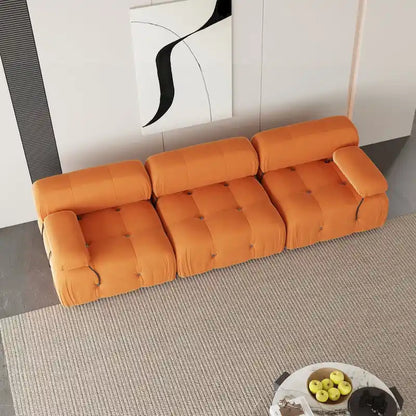 Canapé d'angle modulaire moderne recouvert de velours