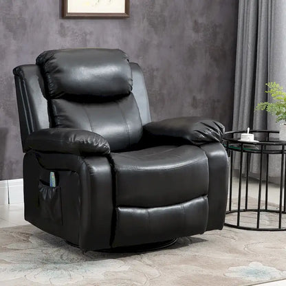 Fauteuil de massage inclinable HOMCOM en cuir PU, canapé pivotant à bascule avec télécommande, repose-pieds et assise rembourrée pour salon