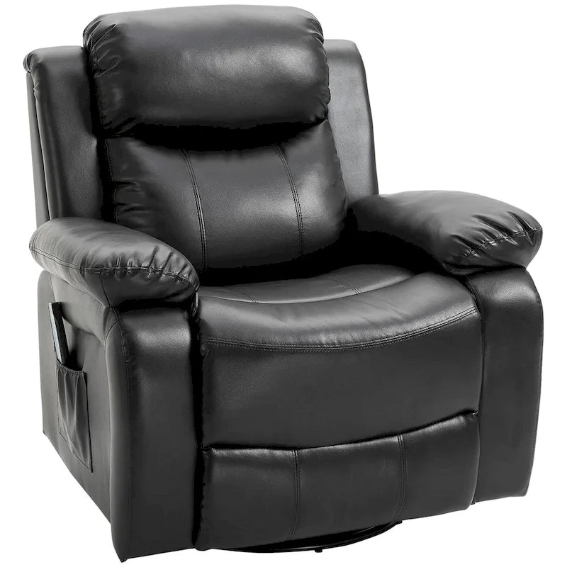 Fauteuil de massage inclinable HOMCOM en cuir PU, canapé pivotant à bascule avec télécommande, repose-pieds et assise rembourrée pour salon