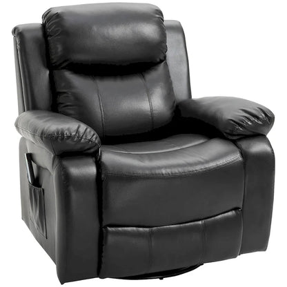 Fauteuil de massage inclinable HOMCOM en cuir PU, canapé pivotant à bascule avec télécommande, repose-pieds et assise rembourrée pour salon