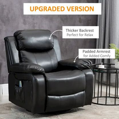 Fauteuil de massage inclinable HOMCOM en cuir PU, canapé pivotant à bascule avec télécommande, repose-pieds et assise rembourrée pour salon