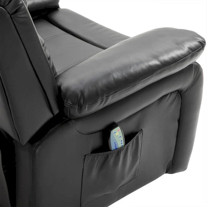 Fauteuil de massage inclinable HOMCOM en cuir PU, canapé pivotant à bascule avec télécommande, repose-pieds et assise rembourrée pour salon