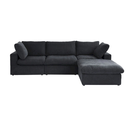 Canapé d'angle moderne en lin modulable en forme de L de 120 pouces avec pouf de rangement