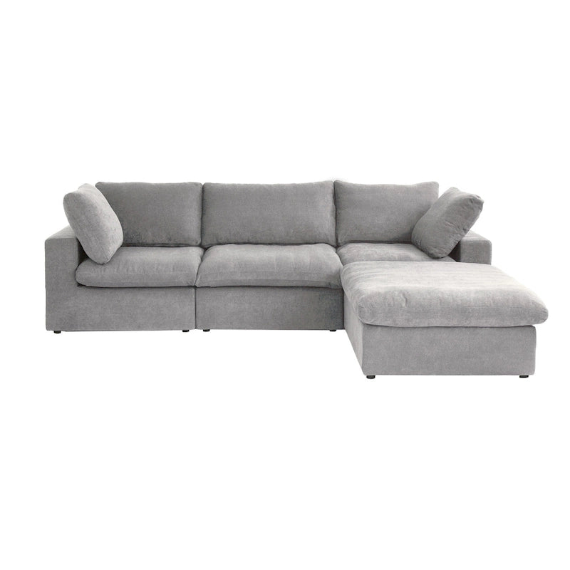 Canapé d'angle moderne en lin modulable en forme de L de 120 pouces avec pouf de rangement