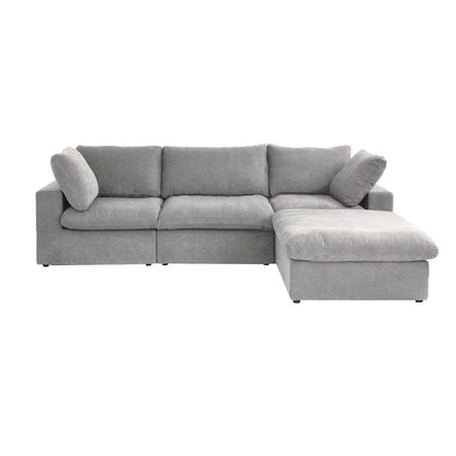 Canapé d'angle moderne en lin modulable en forme de L de 120 pouces avec pouf de rangement