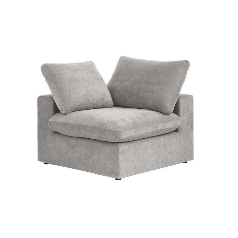 Canapé d'angle moderne en lin modulable en forme de L de 120 pouces avec pouf de rangement